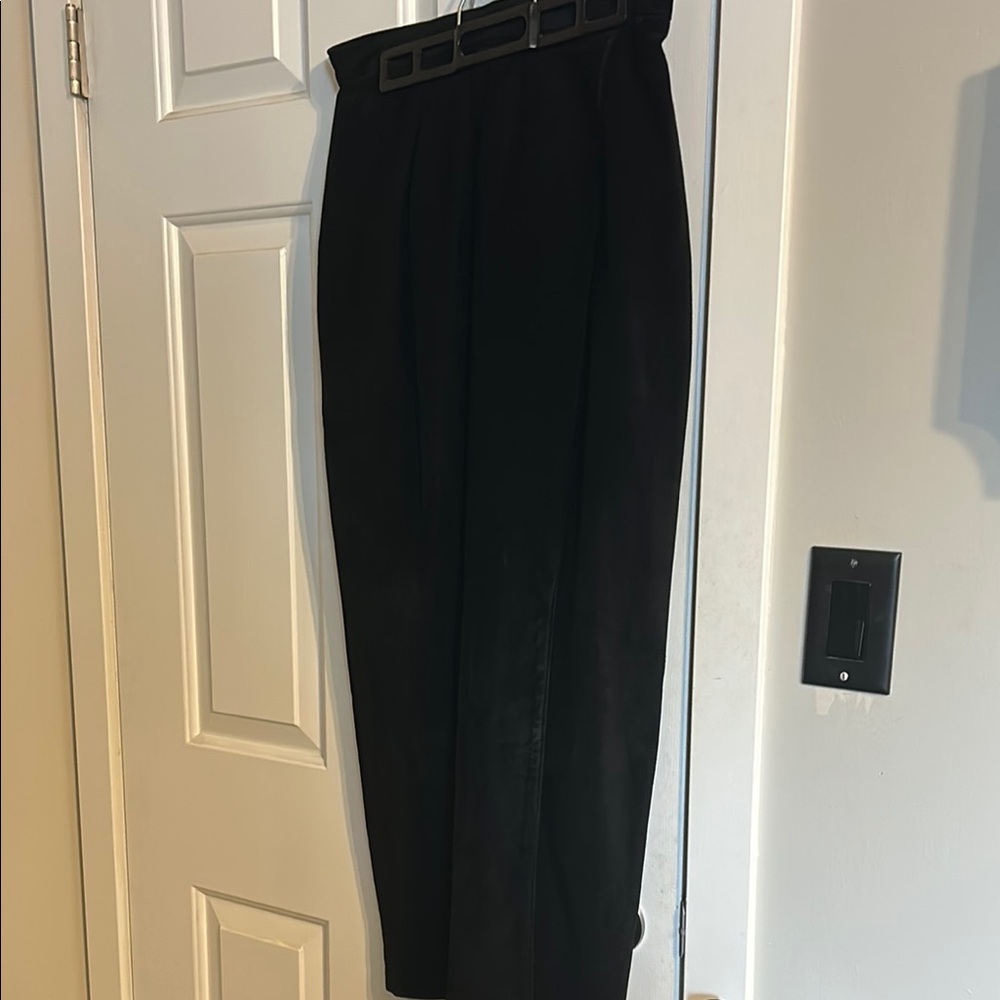 Elegant Black Suede Midi Skirt